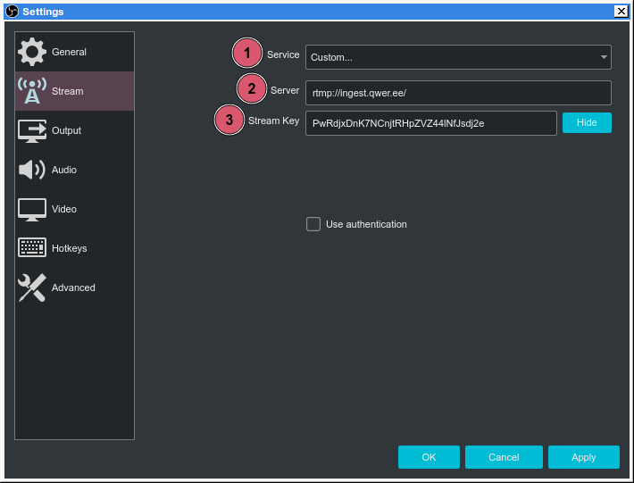 A custom stream output for qwer.ee